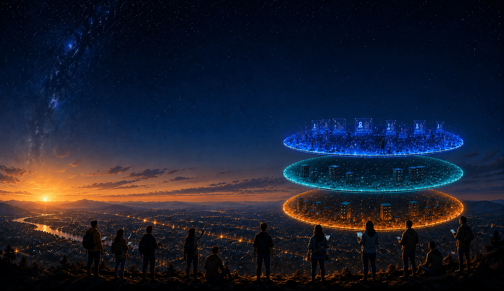 Today's web: physical, internet, and application layers above the city